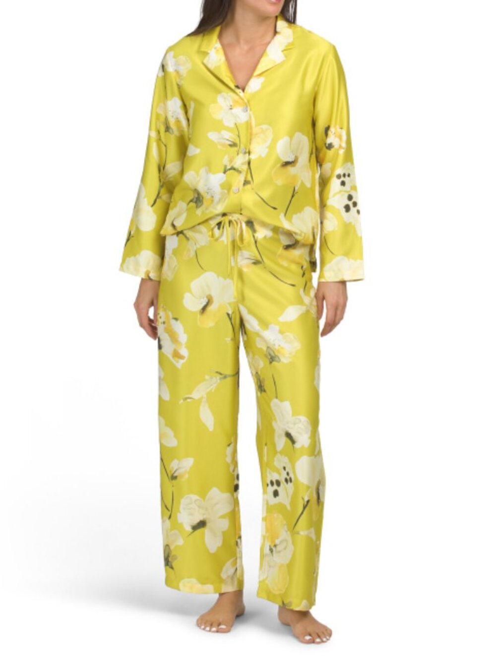 NATORI Aurelia Charmeuse Notch Collar Top And Pants Pajama Set